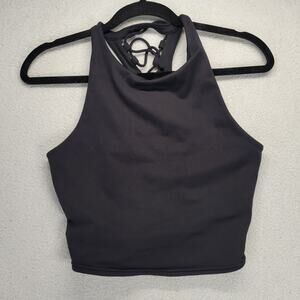 ALO Yoga Movement Bra Womens M High Scoop Neck Crop Lace Up Active Wear Gym